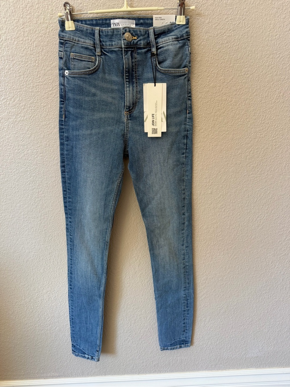NWT Zara Light Blue High-Rise Skinny Jeans Cropped Ankle, size 0